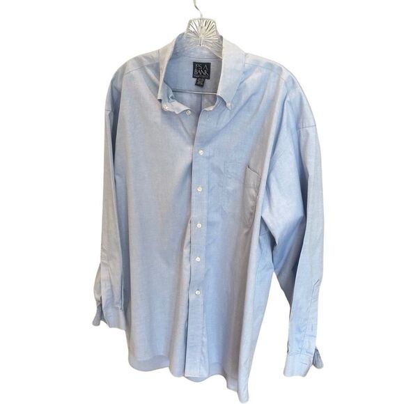 Jos A Bank Travelers Collection Long Sleeve Button Down Shirt Blue 16 1/2 - Picture 2 of 12